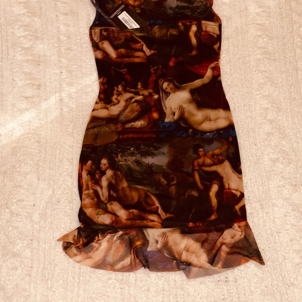 Renaissance print mini dress